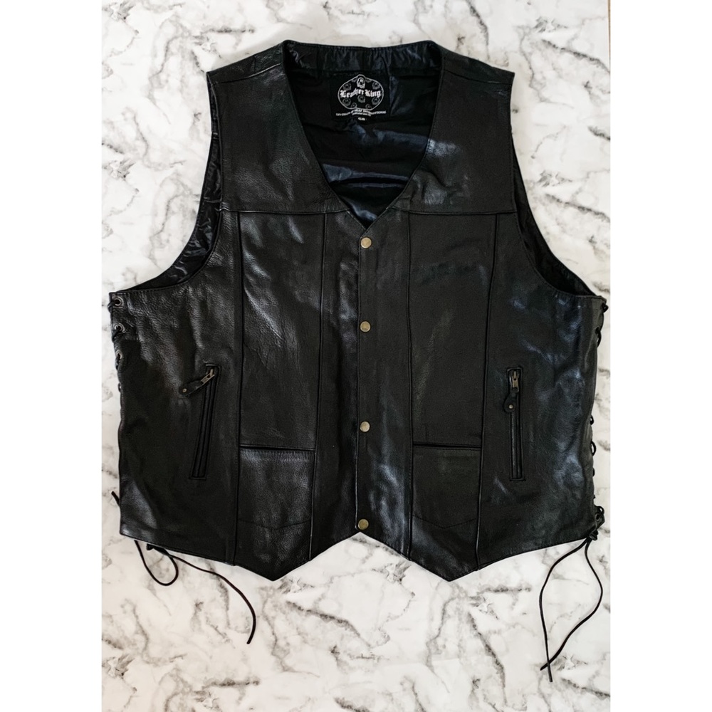 Black Leather Leather King Side Lace Vest